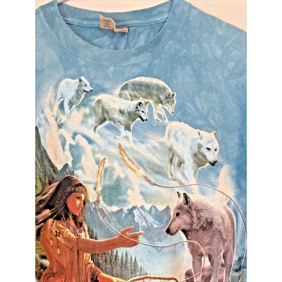 Vtg Y2K The Mountain 2001 T-Shirt 2XL Wolf Dreamcatcher Tie Dye - Excellent Cond - Picture 3 of 13